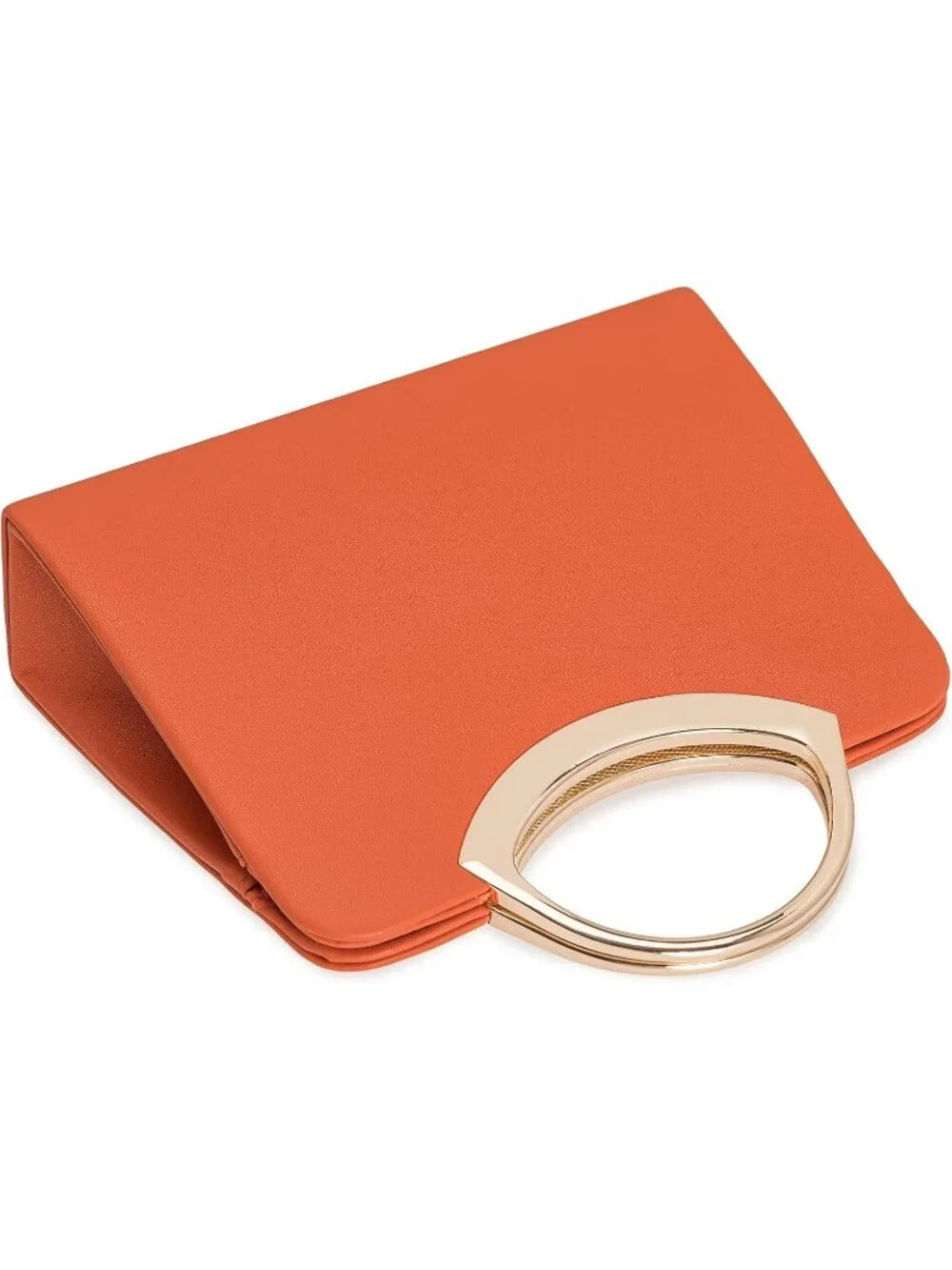 👜Women's Burnt Orange Small Dressy Evening Handbag Circle Handle Elegant Purse